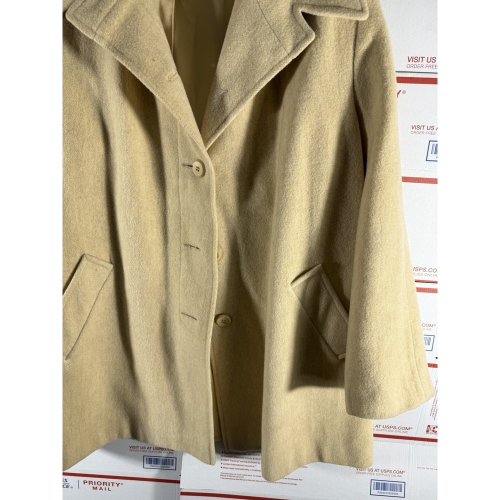 Vintage 80s BROMLEY 100% Wool Made In USA Long TRENCH Coat‎ Cream Size XL/2X - Picture 4 of 11